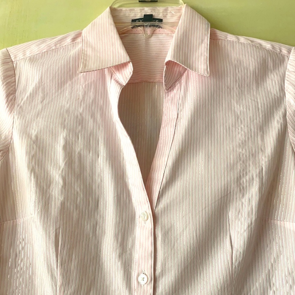 Express Tailored Stretch Button Down Top For That… - image 5